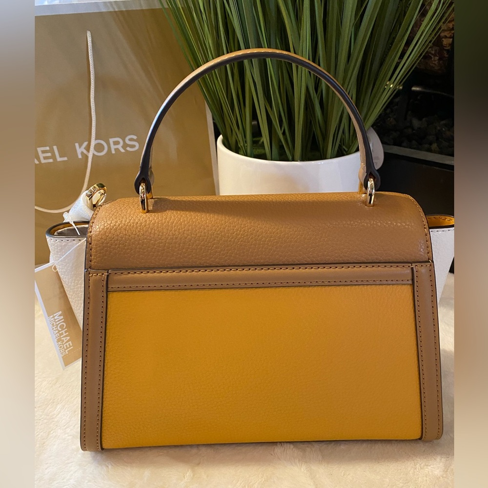 MICHAEL KORS WHITNEY MEDIUM FLAP TOP HANDLE SATCHEL+MATCHING WALLET - Picture 8 of 13
